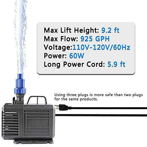 Image of FREESEA 925 GPH Ultra Quiet Water Pump for Pond, Fountain, Aquarium, Fish Thank, Statuary, Hydroponics