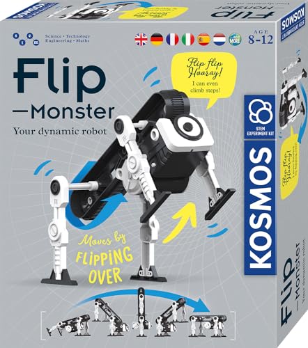 KOSMOS 617394 Flip-Monster, Dynamik-Bot, Roboter Bausatz innovativer Überschlagsantrieb, Spielzeug Roboter für Kinder ab 8 Jahre, Technik Bausatz, Experimentierkasten mehrsprachige Anleitung