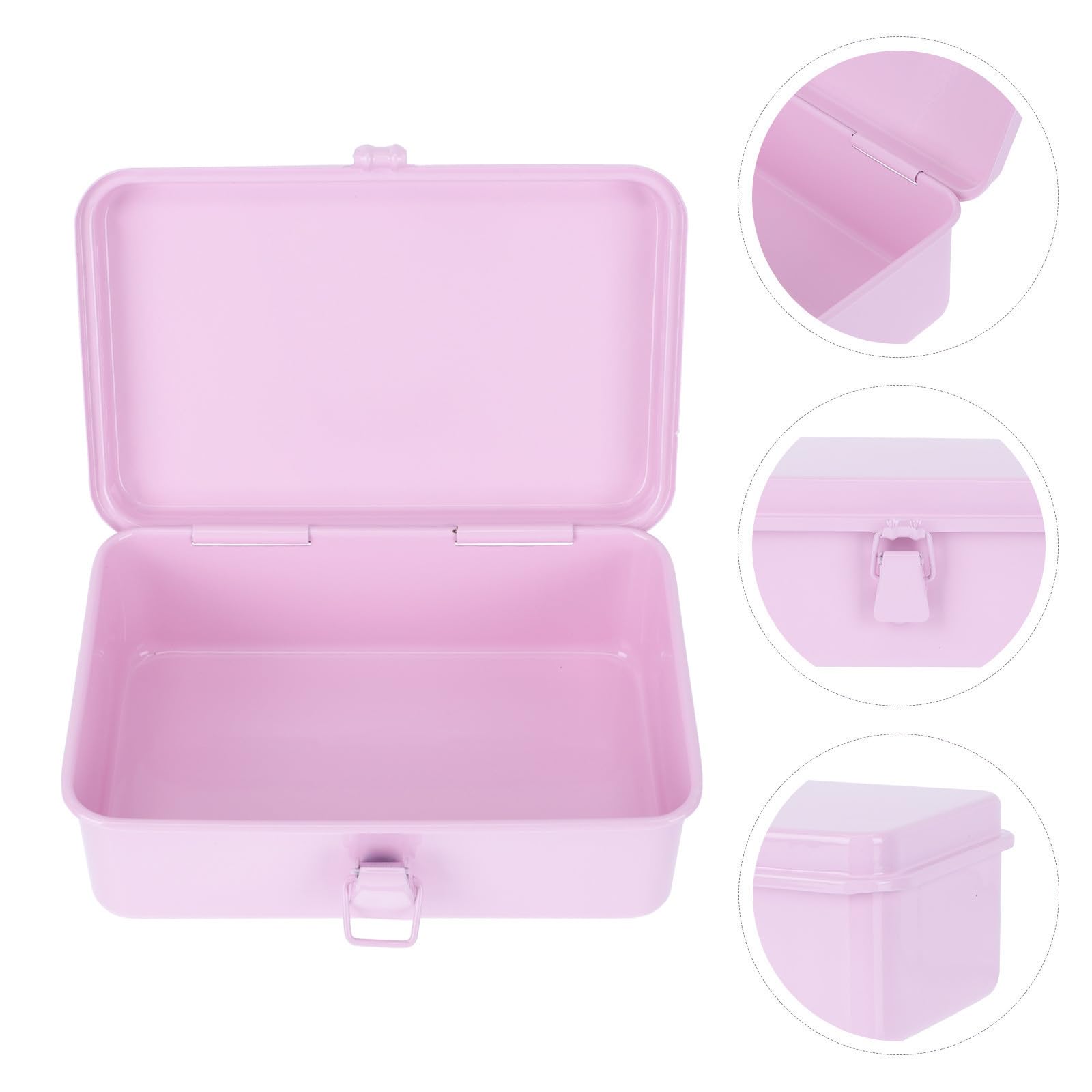 TEHAUX Caja de Almacenamiento Resistente a Golpes y Caídas de Hierro Rosa para Escritorio Organizador Práctico para Papelería en Oficina o Hogar