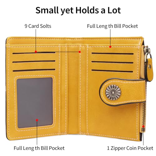 Image of Small Wallet for Women Bifold Credit Card Holder RFID Blocking with Zipper Pocket