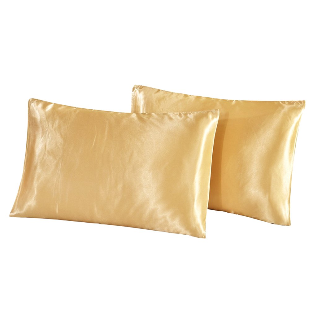 Droppedo 1 Pair Solid Color Luxury Silky Pillowcases King Size (20x40) Lake Blue