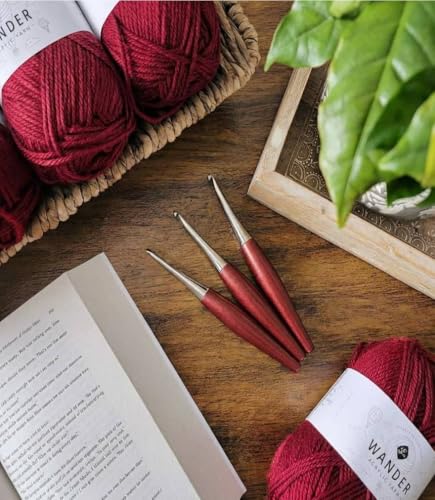 Image of Furls Crochet Hook, Odyssey Red, Nickel Plated Tip for Effortless Glide, Ergonomic Handle Crochet Hooks 7 inch (Odyssey - Red, M - 8.00MM)