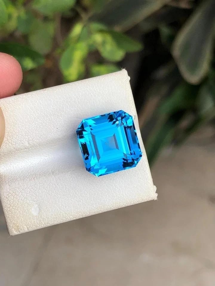 9.5 Ct Natural Asscher Cut Blue Aquamarine Loose Gemstone for Jewellery Making - 12x12x8 MM