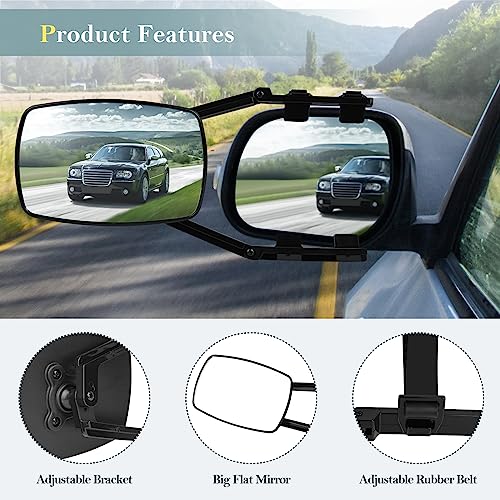 2 PCS Tow Mirrors Universal Fit Car Side Mirror Extenders Clip-on Trailer Mirrors 360 Degress Rotation Adjustable Towing Mirrors for SUV Truck Camper Caravan - Image 3