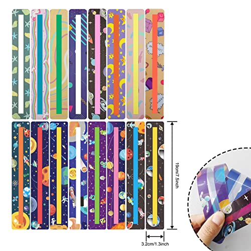 16 Pieces Reading Guide Strips For Kids Cartoon Guided Reading Strips Highlight Strips Colored Highlighter Bookmarks For Helping Dyslexics Children Teacher Education Classroom Supplies #TOP1