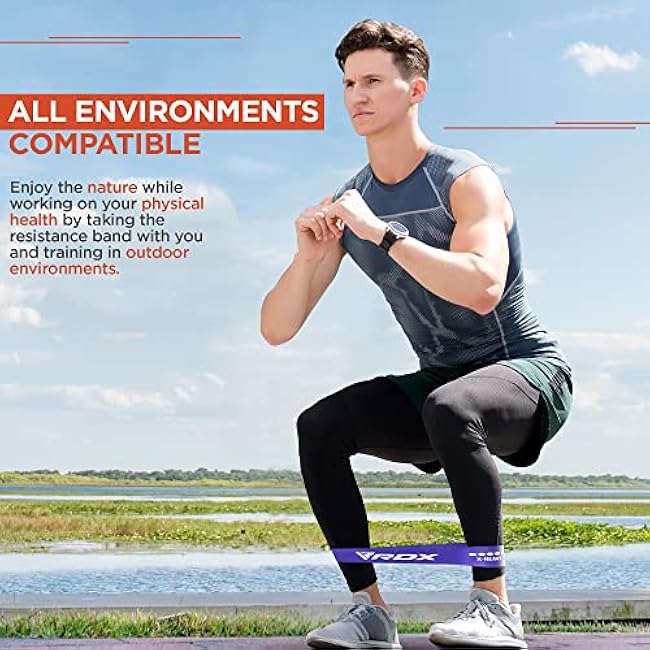 RDX Resistance Bands 5 Level Set, Reach RoHS CPSIA Certified, Skin Friendly Thick Stretch Loop, Yoga Home Gym Fitness Workout Exercise, Glutes Physio Pilates Booty Leg Arms Mobility Training Slimming