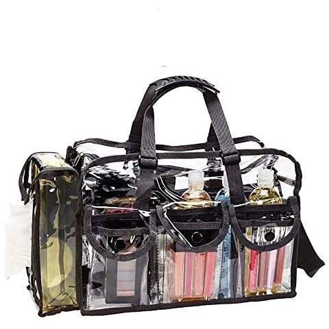 Large Clear Toiletry Bags Makeup Bags Tote Bags Shoulder Strap Adjustable with 6 External Pockets, for Women Men, Travel, Beach, Makeup,Toiletry (Clear,XL) Cover
