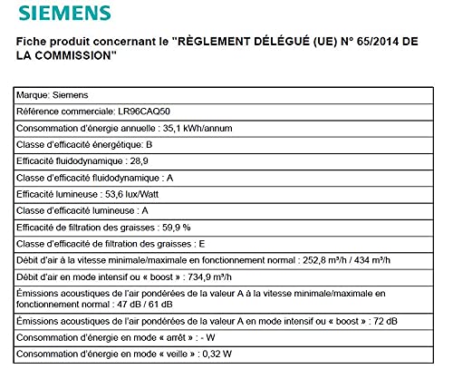 Siemens LR96CAQ50 iQ500 Ventilateur de plafond/B / 90 cm/compatible Smart Home via Home Connect/système cookControl/aspiration périphérique/acier inoxydable