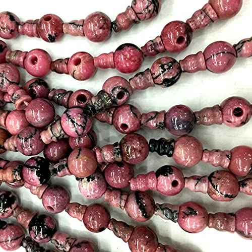 Perles de bouddha en rhodonite à grand trou pour finir facilement les colliers mala sans bloquer
