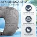 Heimwert Reisekissen - 2in1 Nackenkissen Stützkissen,Nackenhörnchen, 37x27 cm - Travel Pillow für Flugzeug, Camping, Reise - Ergonomisches Kopfkissen mit Microperlen (Grau)