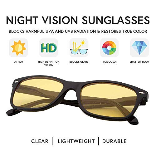 VITENZI Night Vision Glasses for Men and Women Anti Glare Safety for Night Day Driving HD Yellow Tinted Sunglasses Prato3