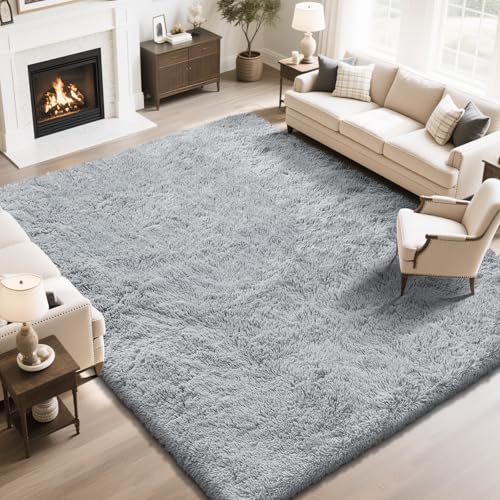 yongyangjuxin Fluffy Rug Shaggy Area Rug, Grey 10x14 Area Rugs