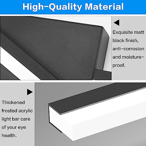 Image of SOLFART Modern Bathroom Light Fixture, 40 inch LED Vanity Light, Black Finish, Dimmable, Integrated LED, Water Resistant, 36W, 2600+lm, 6000K-D, for Bathroom, Hallway, Bedroom