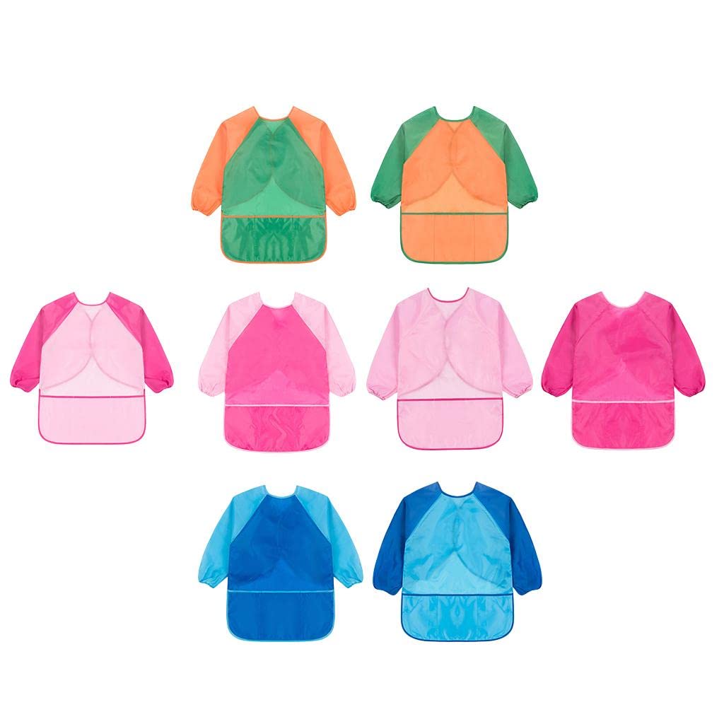 Grembiule per bambini a maniche lunghe per pittura disegno impermeabile grembiule rosa manica M