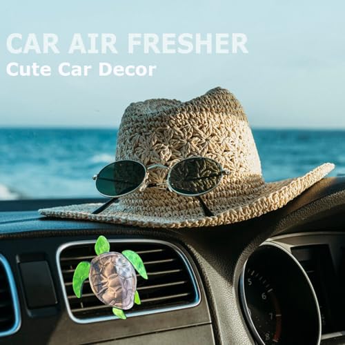 Image of ORIESSE Sea Turtle Car Accessories,Cute Coastal Air Vent Clip Car Freshener, Acrylic Beach Ocean Themed Dashboard Decoration Charms for Women,Refillable Diffuser
