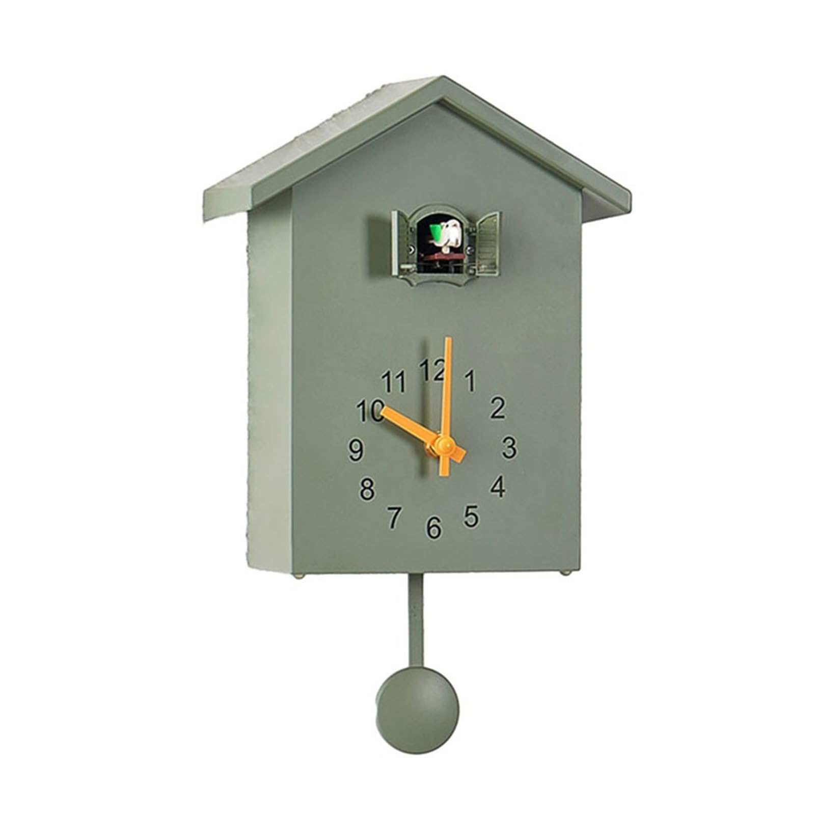 GOXQIT 1 Pcs Cuckoo Clock With Chimer Sound Clocks With Pendulum Birds House Battery Powered Home Living Room Kitchen Wall Decoration For Living Room(Green)