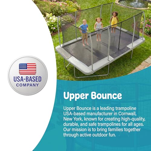 Image of Upper Bounce Rectangle Trampoline Set with Top-Ring Enclosure Net, Outdoor Backyard Recreational, Gymnastics Activity for Kids and Adults, High Weight Capacity 500 lbs