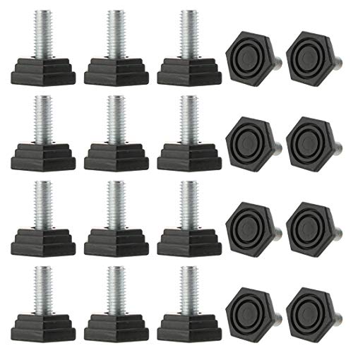 sourcingmap M8 x 18 x 25mm Hand Screw Leveling Feet Adjustable Leveler Floor Protector for Home Apartment Desk Chair Leg 20 Pack