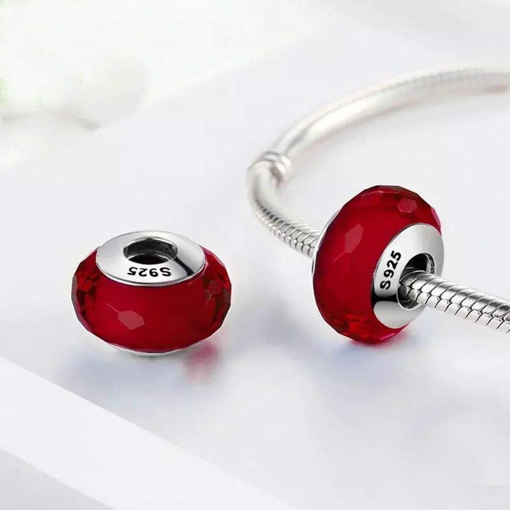 Murano Charm 925 Sterling Silver Glass Charm Beads for Fashion Charms Bracelet & Necklace (red) - Image 2