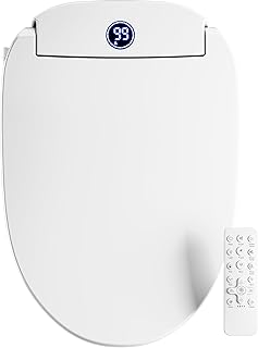 Elongated Smart Bidet Toilet Seat – Ceramic Instant Heating, Heated Seat, Warm Dryer, Self-Cleaning Stainless Nozzle, LED Display, Wireless Remote, Easy Installation