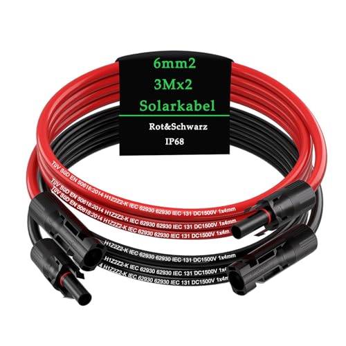 MXRPV Solarkabel 4mm²/6mm²,Solarkabel Verlängerung 2/3/5/10/15M,Tool-Free Solarverlängerungskabel, PV Kabel (6mm²3m)