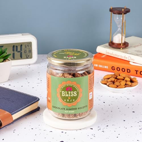 Image of Bliss by Anju Chocolate Almond Biscotti 200g | Contains 38g Protein Per Pack | Activated Almonds & Premium Cocoa | Baked, Gluten-Free | Rich in Fibre & Healthy Fats | Wholesome Crunchy Snack