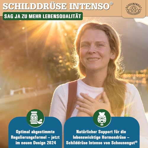 SCHILDDRÜSE INTENSO® Selen Jod Tabletten - WICHTIG: Laborgeprüfter -Umwandler Schilddrüse- Komplex mit Selen, Jod (155µg pro Kapsel) und Thymian -Hochdosiert- Vegan DE SCHEUNENGUT®