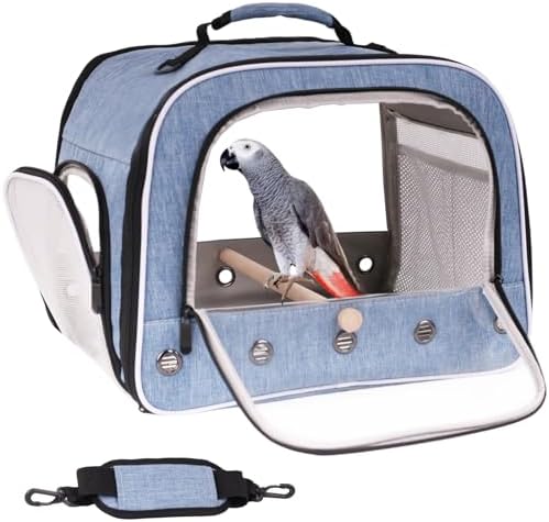 Best Carrier for African Greys: Which One Will Keep Your Bird Safe? 4 halinfer Bird Travel Carrier Cage for Large Size Parrot, Portable Bag with Metal Tray and Grid to Carry and Transport Medium and Large Birds Like African Grey, Long Tail Cockatiel and Parrot