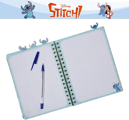Miniatura 7 de Stitch Tab - Cuaderno de diario, encuadernado en espiral, 96 páginas rayadas, 8 x 7 pulgadas, color azul