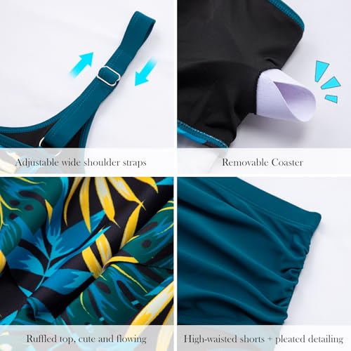 Image of Arolina Plus Size Swimsuits for Women Tankini High Waisted Bikini Sets Tummy Control Bathing Suits （S-24W