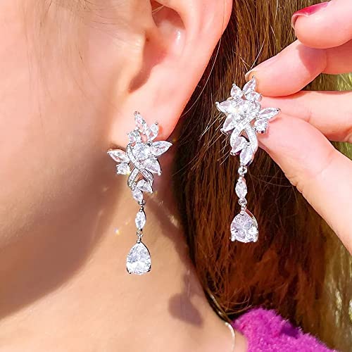 Boucles d'oreilles cerise en cascade avec feuille ciselée pour bijoux de soirée - 4