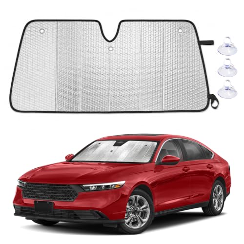 Image of EcoNour Foldable Sun Shade Fit for Honda Accord 2023-2024 2025 2026 | Accordion Windshield Sun Shade, Front Car Window Shades Sun Visor, Blocks UV Rays & Heat, Car Accessories