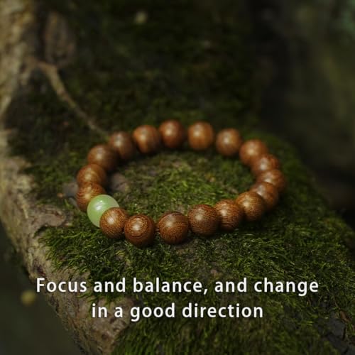 Feng Shui Wood Bracelet – Natural Golden Sandalwood Beads, Buddhist Mala for Wealth, Luck, Prosperity, & Positive Energy, Unisex Spiritual Gift for Meditation & Healing3
