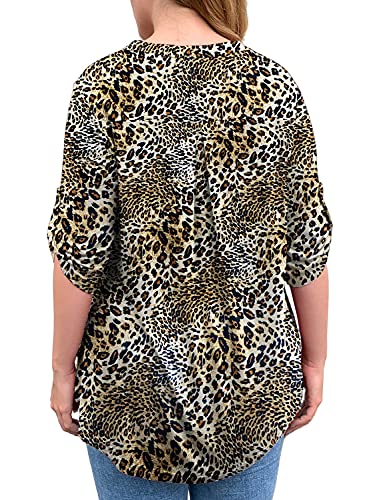 A.jesdani Womens Plus Size Tops 3/4 Sleeve Tops For Womens V Neck Leopard Print Blouses Tunics M #TOP2