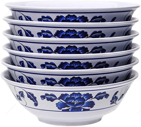 Melamine Oriental Pho Noodle Soup Bowl, 52 Ounce, Lotus Design, Set of 6 image 5