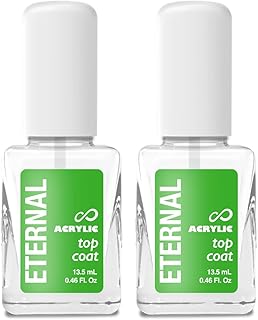 Acrylic Top Coat Nail Polish - 13.5 mL Quick Dry Long Lasting Finish Top Coat for Nails with No UV Lamp Needed - Nail Color Protection, Chip Prevention & Glossy Fingernail for Women – 2 Pack