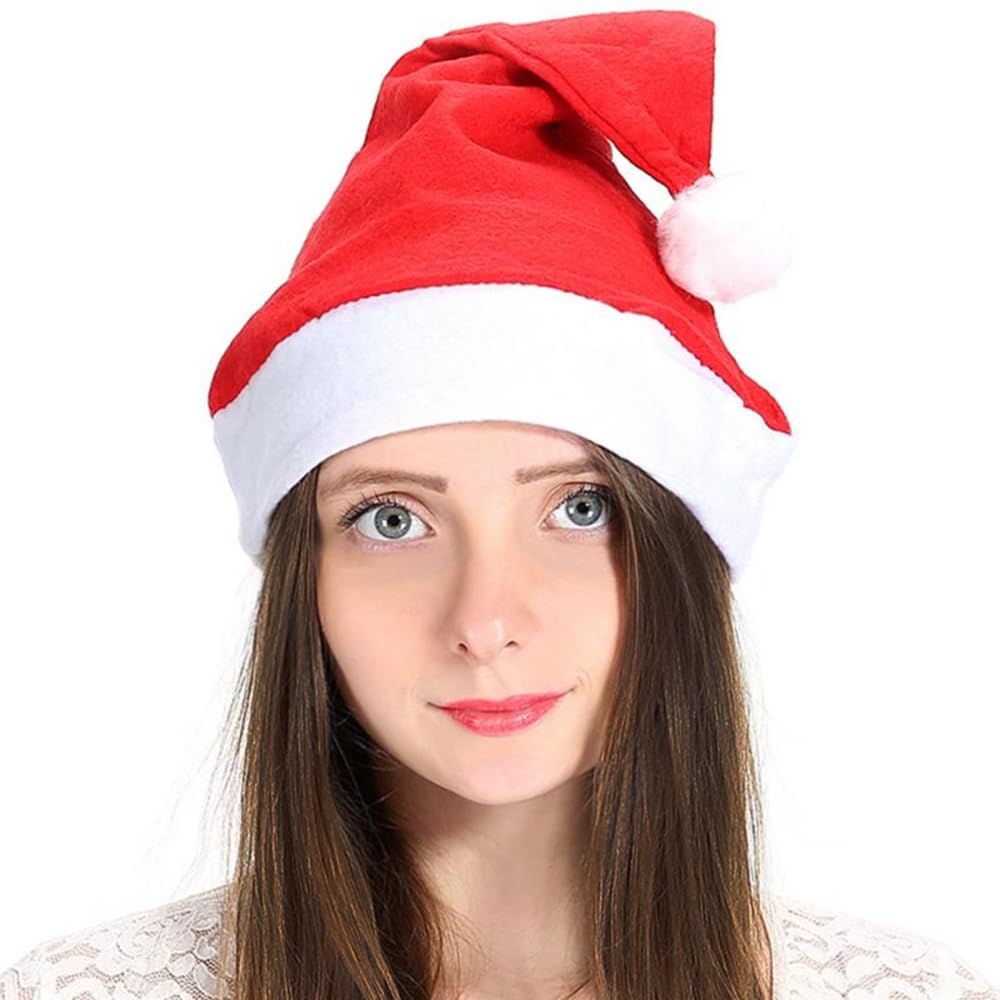Komonee 5 x Santa Claus Christmas Hat Red Xmas Novelty, Party for Festive Holidays Fancy Dress Up, Unisex Costume Accessory - Image 2