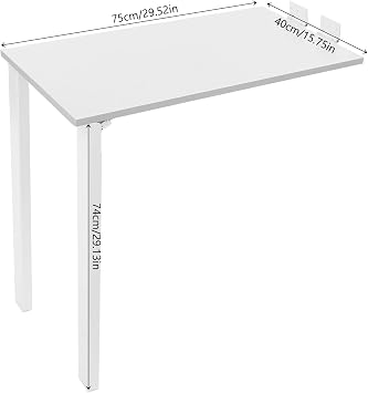 Wall Mounted Folding Table, 29.52 X 15.75inch Multi Functional Dining Table with Support Legs, Saving Space Wall Table, 132Lbs Load Capacity Foldable Desk for Kitchen, Dining Room, Home Office (White)