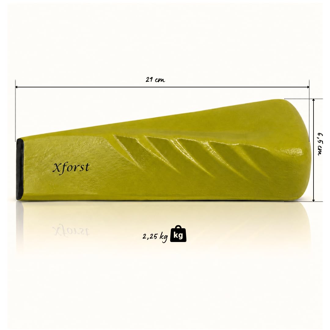 Xforst Coin à Fendre Hélicoïdal Jaune Haute Visibilité – Coin Éclateur Bois en Acier Forgé Plein 2,25 kg / 21 cm – Bois de Chauffage, Bois Dur, Travaux Forestiers – Version Coin Seul – SK5J