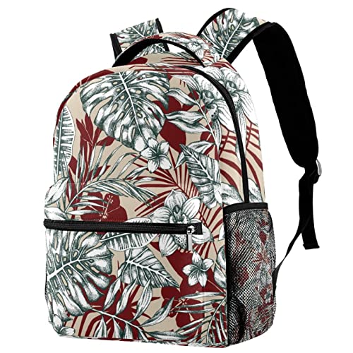 Sac à dos voyage au motif feuilles Monstera, idéal pour le campus et les weekends