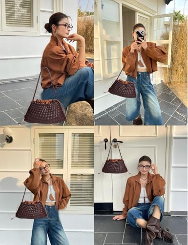 Women's Woven Tote Bag Fashion Woven Leather Purse and Handbag Daily Travel Travel Shoulder Bag4