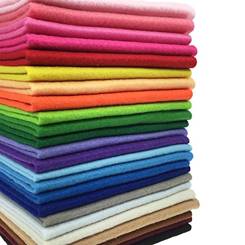 24pcs Thick 1.4mm Soft Felt Fabric Sheet Assorted Color Felt Pack DIY Craft Sewing Squares Nonwoven Patchwork (30 * 30cm)