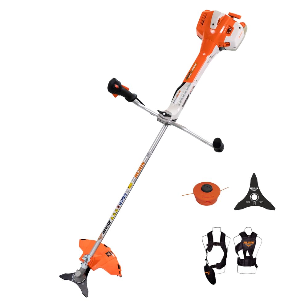 RURIS Power for Nature Débroussailleuse Thermique RR400C 2 Temps 41,5 cm3, 2,8 CV, 255mm - Harnais Dual Balance, Système Antivibrations 5 Points, Orange