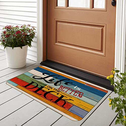BXFAHZJ-Like-is-Better-On-The-Deck-Door-Mat-Farmhouse-Deck-Theme-17×30-Inch-Lake-House-Deck-Indoor-Outdoor-Entrance-Doormat-Decor-for-Home-Bedroom BXFAHZJ Like is Better On The Deck Door Mat Farmhouse Deck Theme 17×30 Inch Lake House Deck Indoor Outdoor Entrance Doormat Decor for Home Bedroom