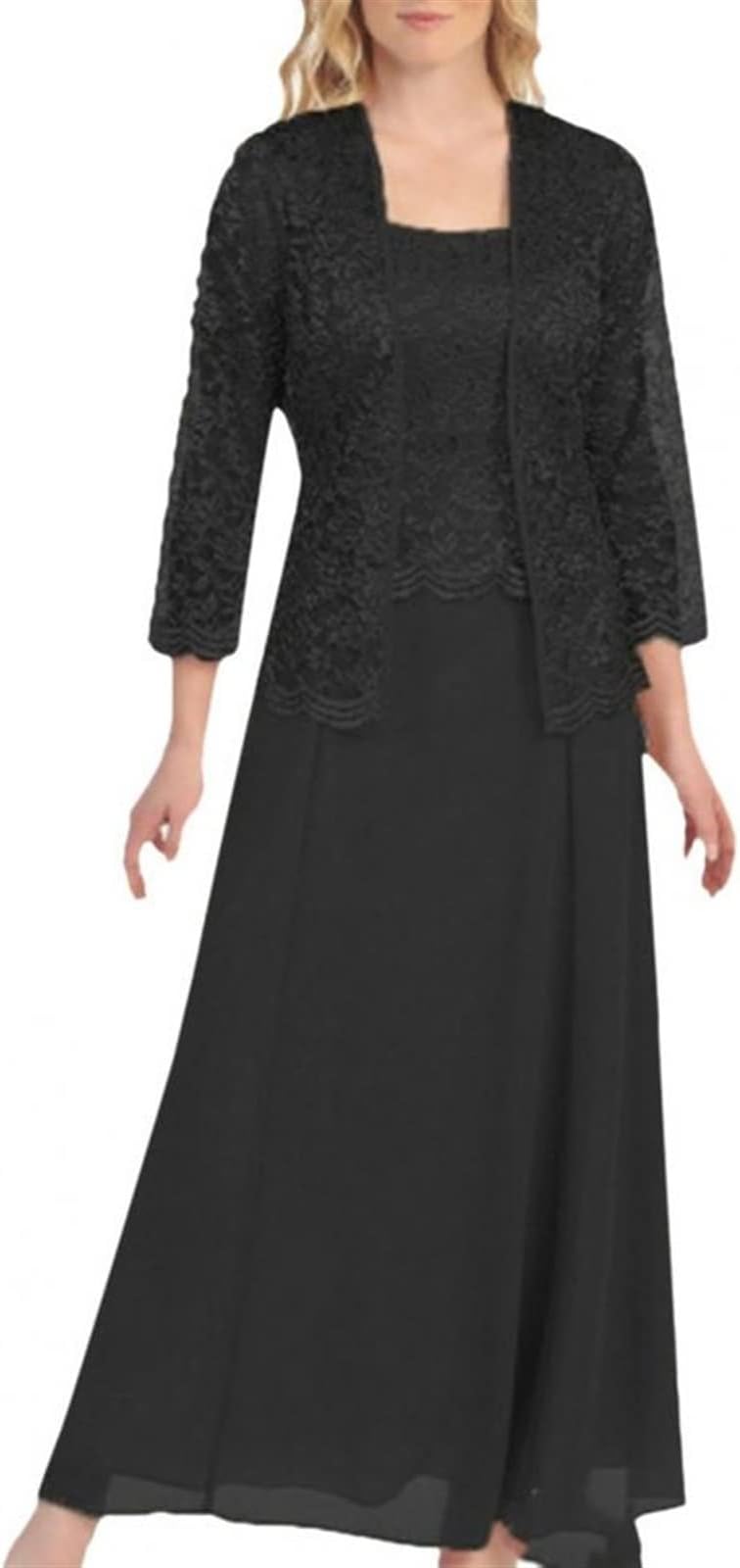 AOCATEAOCATE Women dress Summer Dress Women Long Sleeve Backless Chiffon Lace Formal Dress with Cardigan Women Dress Set (Color : Hortel�, Size : 2XL)