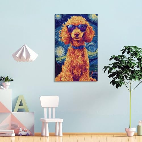 Tableau Impression Sur Toile Poodle Décoration Murale Chambre 50x75 cm