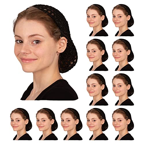Hair Nets Food Service - Chef Hair Mesh Nets - 12 Pack Mesh Hair Nets - Hair Net For Ballet Bun - Crochet Net Cap - Net Hair Covers