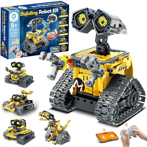 Sillbird Robot Building Kit with Remote Control for Boys Ages 8-14, STEM Coding Robotics Technic Toy Birthday Creative Gifts for Kids, Buildable 5in1 Models with 473 Pieces