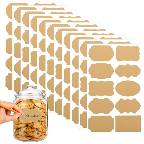 Ouligay 200 Pieces Gift Labels for Jars Kraftpaper Self-Adhesive Labels Gift Tags Stickers Present Tags Blank Removable Stickers for Essential Oil Bottles Jars Christmas Presents DIY Decoration Craft