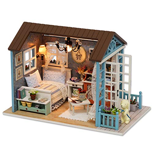 Kit meubles de maison de poupée en bois de haute précision avec éclairage LED